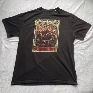 AC DC Black Cannon Graphic T-Shirt "For Those About To Rock" Men's Size 2XL